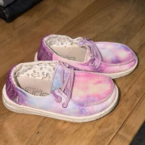 Hey Dude Kids Tie-Dye Moccasins in Pink and Purple